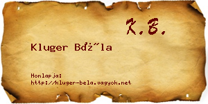 Kluger Béla névjegykártya